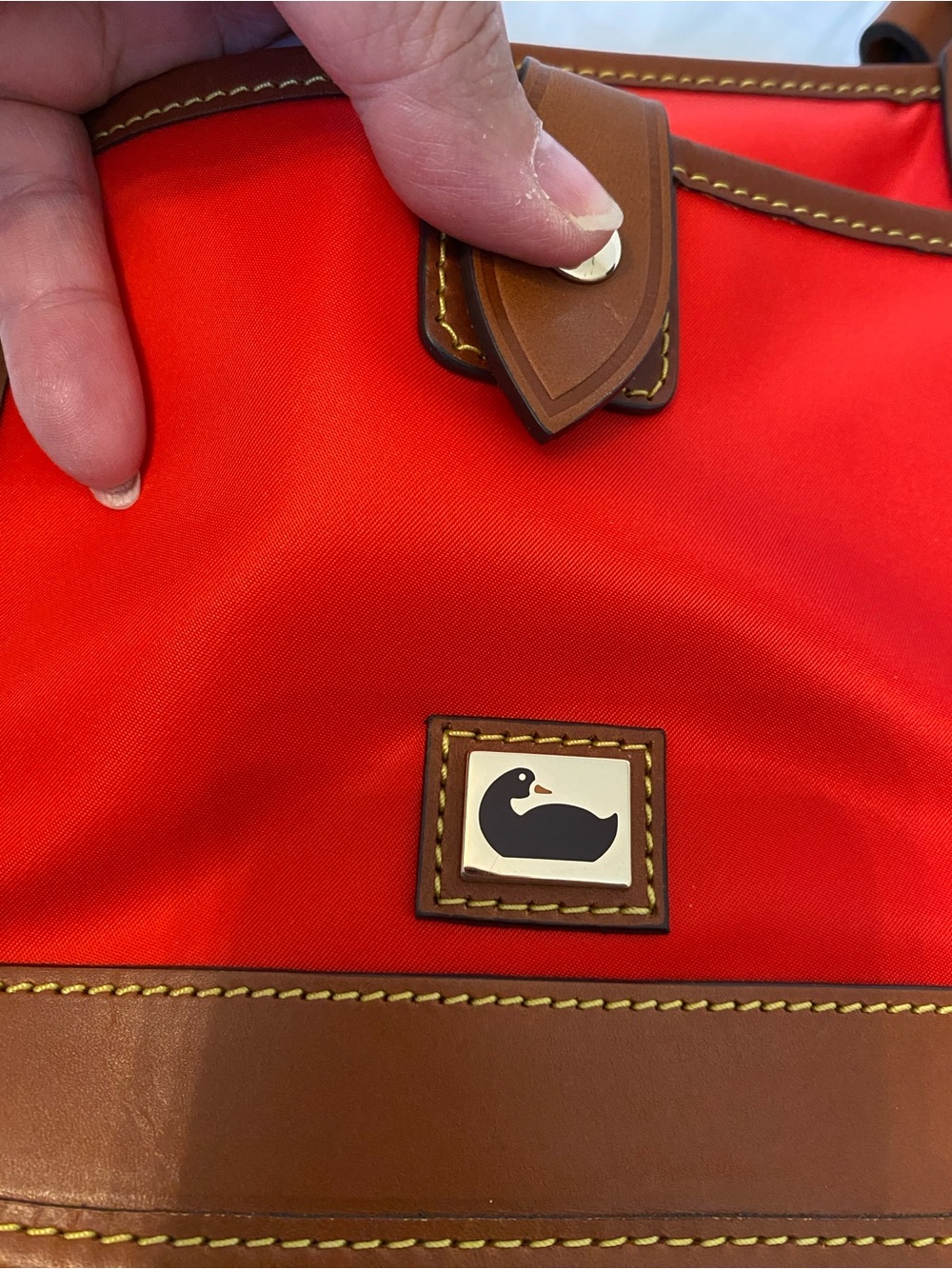 Dooney & Bourke Wayfarer Letter Carrier Nylon & Leather Crossbody bag, Red & Tan - Picture 16 of 17